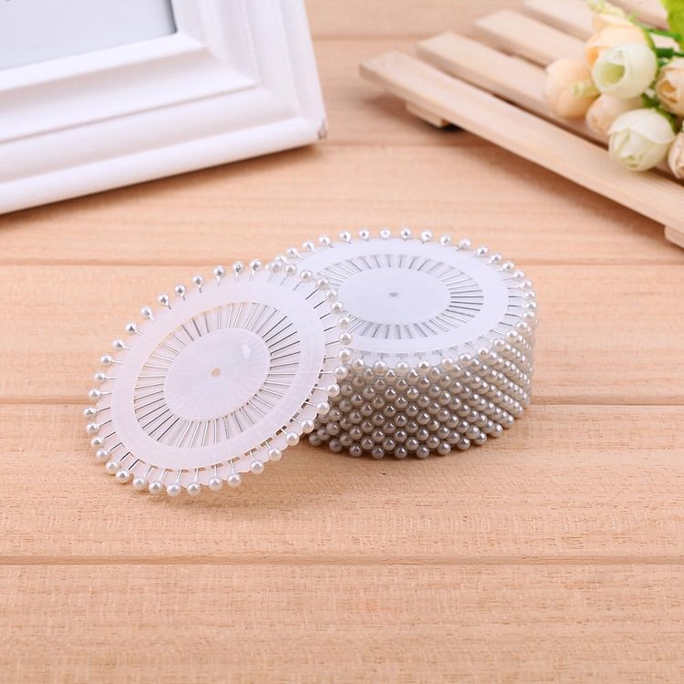 480pcs 1.46in Round Pearl Straight Head Pins Embroidery Sewing Pins(White)
