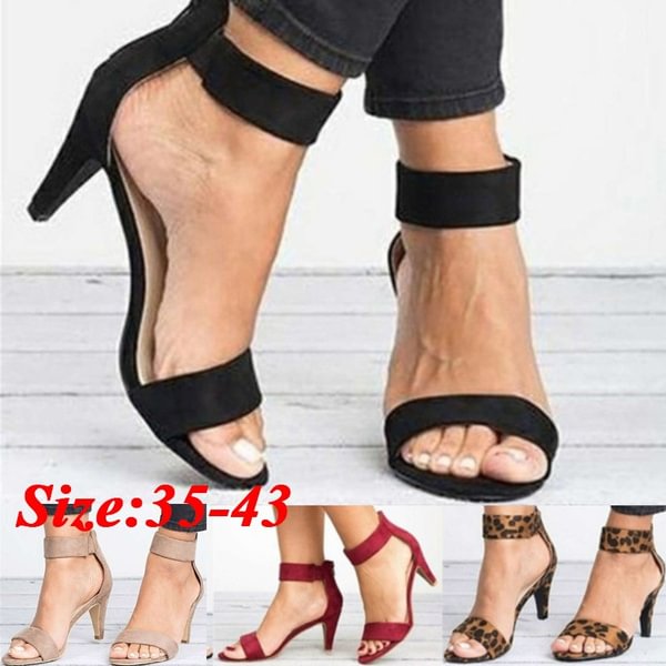 Fashion Women's High Heel Sandals Open Toe Shoes Ankle Strap Stiletto Heel Sandals - BlackFridayBuys