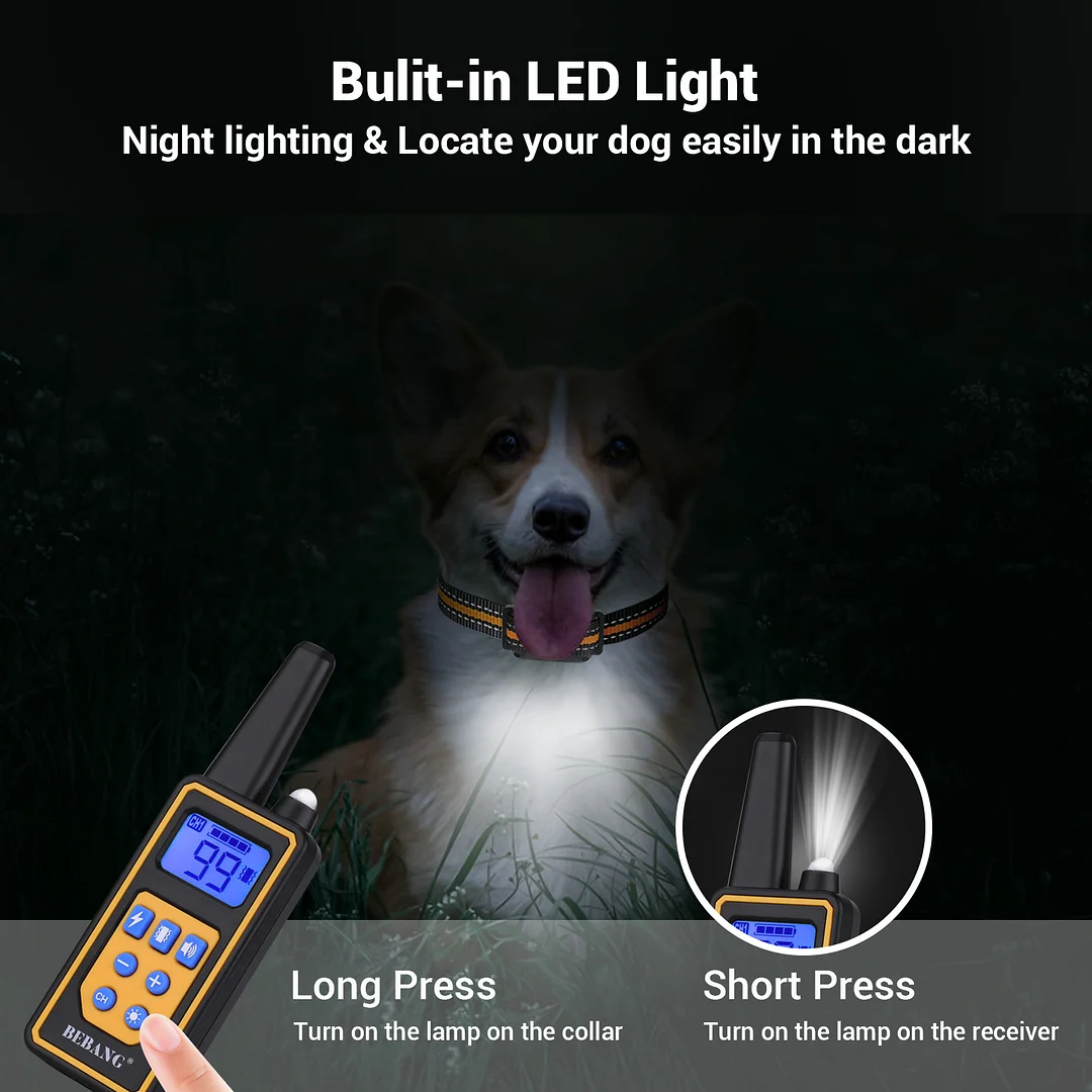 Dog Training Collars, Dog Shock Collar with Remote 2600 feet, 3 Modes Beep Vibration Shock, IPX7 Waterproof, LED Light, USB Charging, Dog Bark Collar for Training Small Medium Large Dogs
