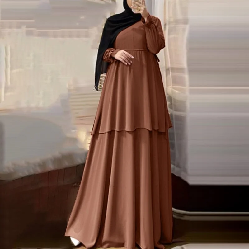 Women Casual Long Sleeve O Neck Solid Dress Islamic Clothing ZANZEA 2022 Fashion Muslim Sundress Kaftan Holiday Marocan Caftan