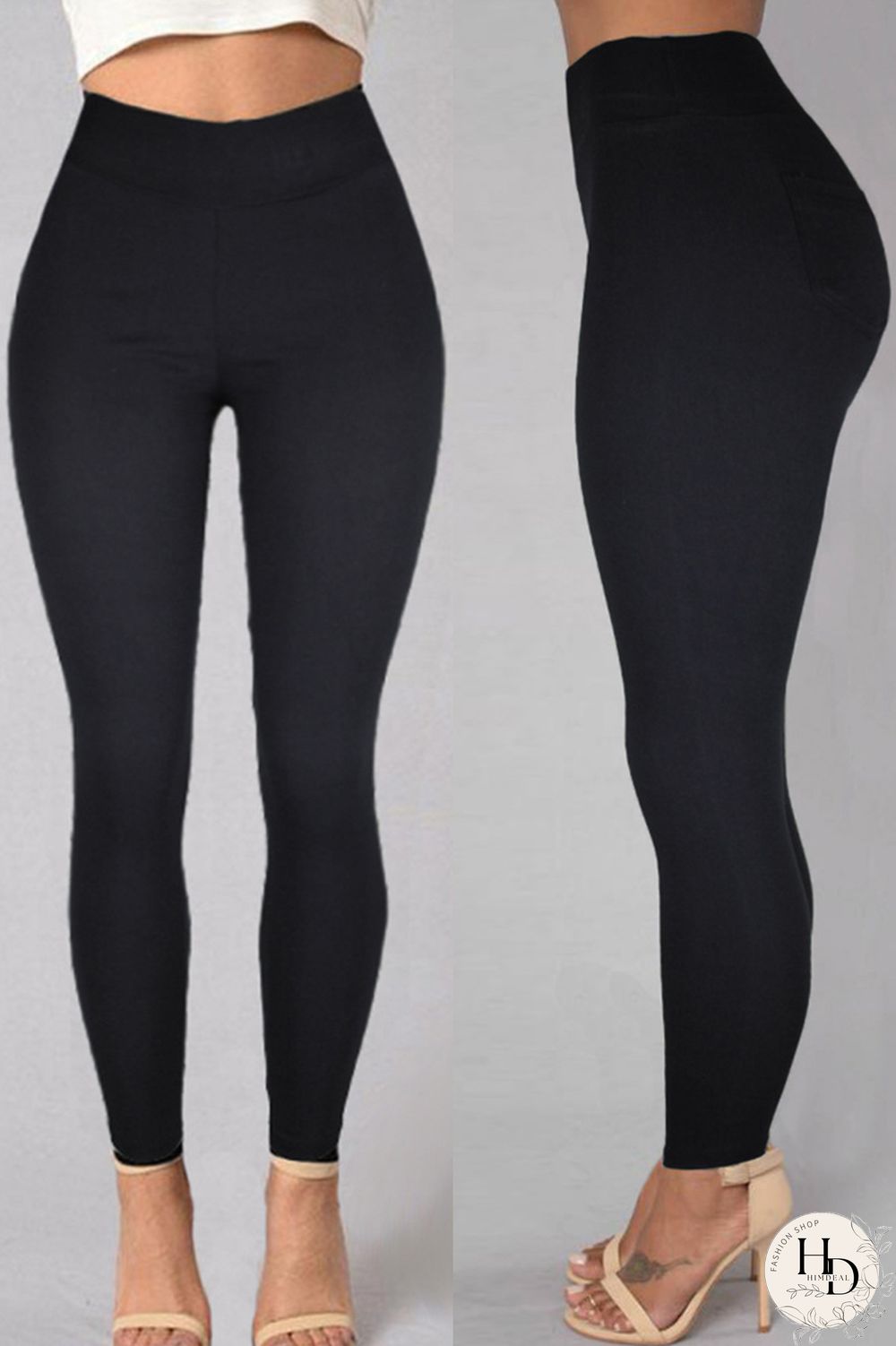 Burgundy Fashion Casual Solid Basic Skinny High Waist Pencil Trousers