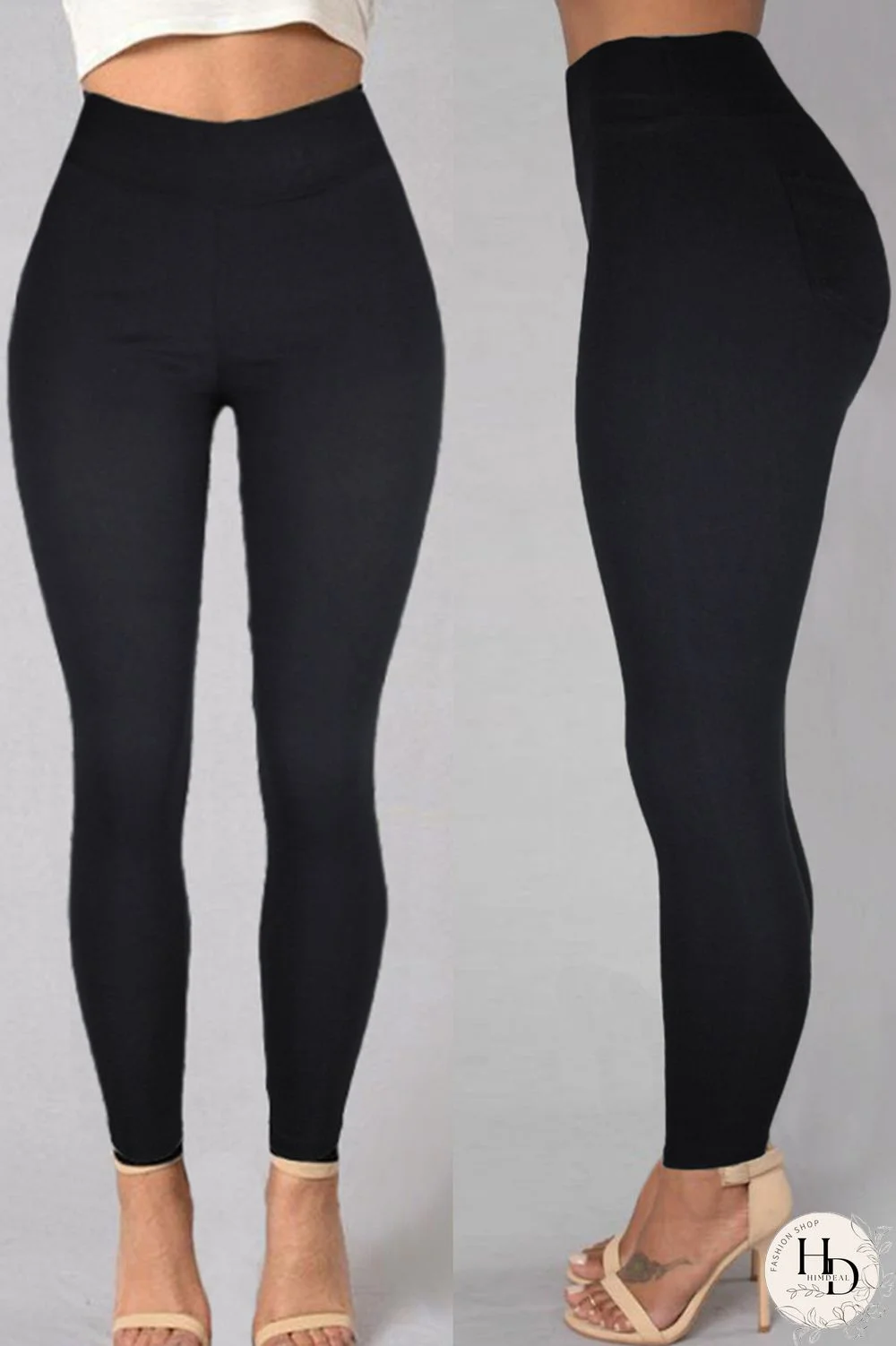 Burgundy Fashion Casual Solid Basic Skinny High Waist Pencil Trousers