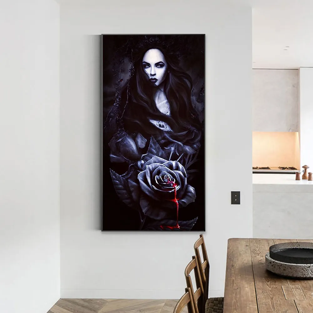 Full Round Diamond Painting 40*80cm - Dark Rose Girl