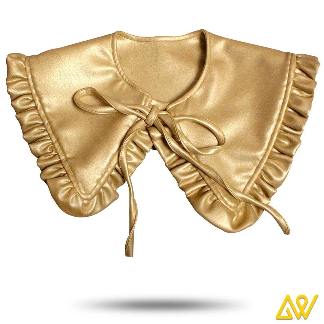 Shi Anewow™ golden leather shawl cloak collar - AW8028