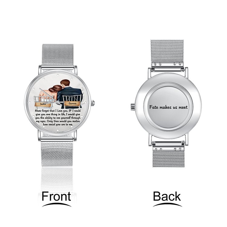 Engraved Alloy Bracelet Custom Watch Waterproof