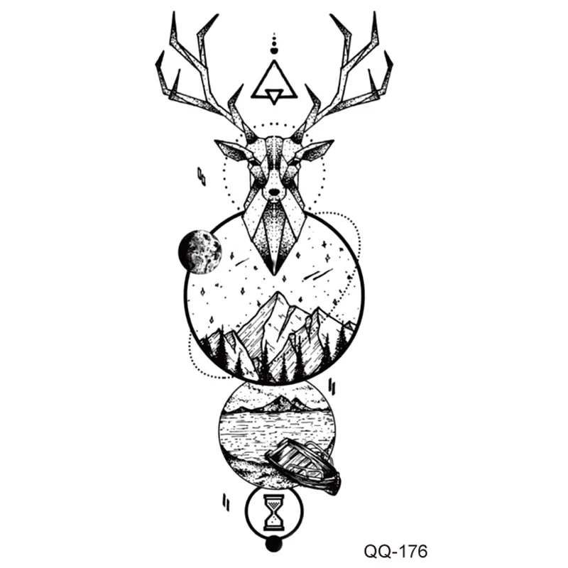 Sdrawing Rose Temporary Tattoo Sticker Flower Feather Elephant Body Clavicle Ankle Legs Arm Art Fake Tatto Party Bikini Tatoos