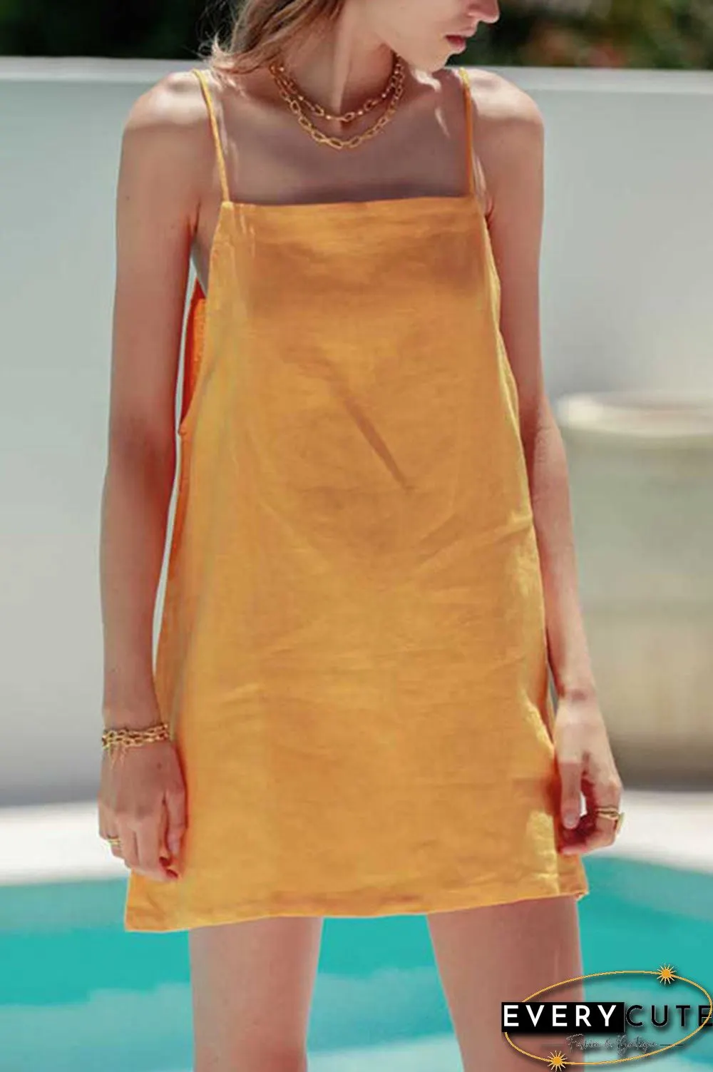 Minimalism Linen Slip Mini Dress