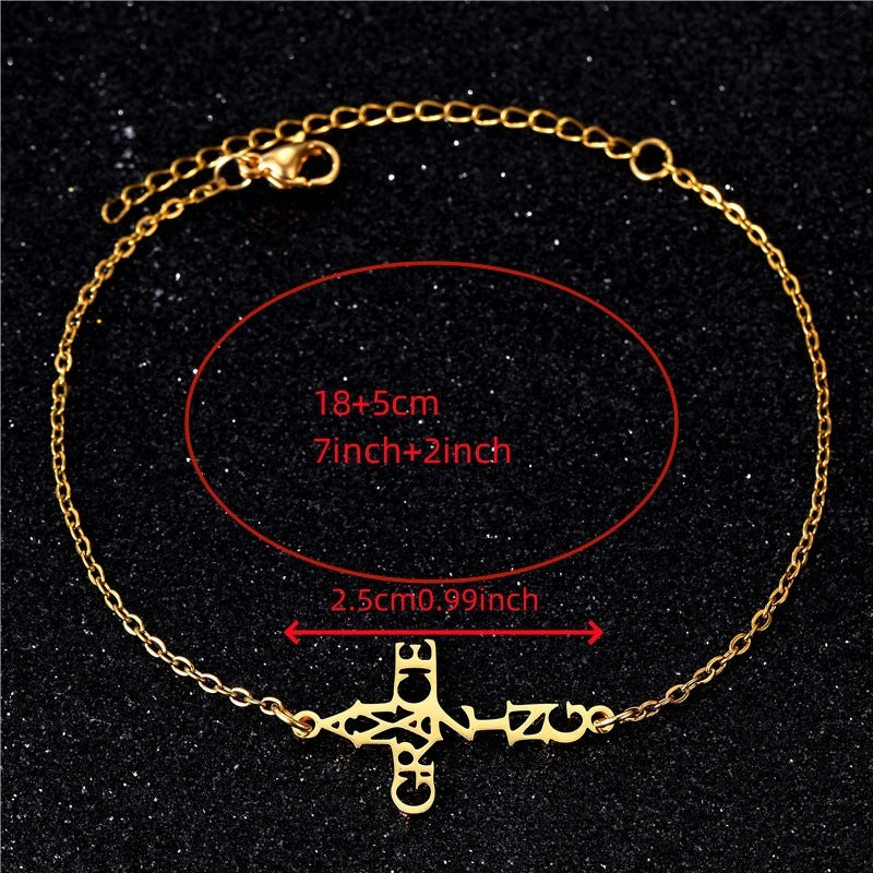 Basic Minimalist Cross Letter Heart Shape 201 Stainless Steel Plating Unisex Bracelets Men Chain Bracelets