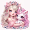 Fille rose licorne-partial sp&eacute;cial diamant peinture-30 * 30cm