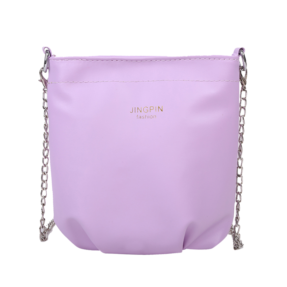 

Simple Women Shoulder Bag PU Chain Pleated Bucket Crossbody Pouch -Purple, 501 Original