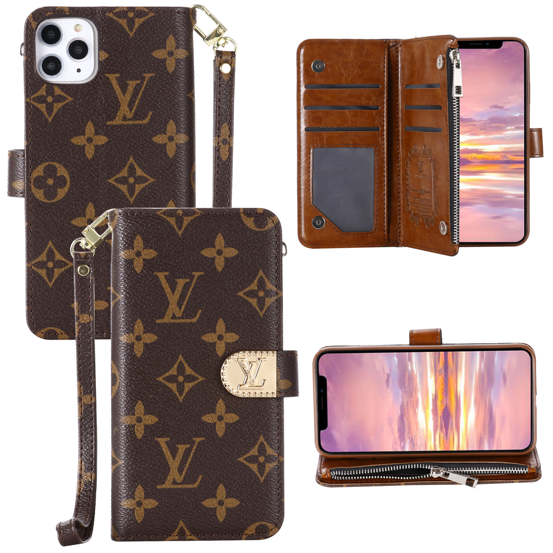 Monogram LV canvas leather wallet iPhone Samsung mobile phone case