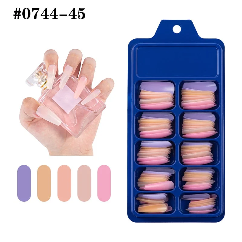 Lamemoria 100/500pcs/opp/box Fake Nails Coffin Nail Tips Press on Nails Natural Clear Long Ballerina DIY False Nail Full Cover-Nail Inspo