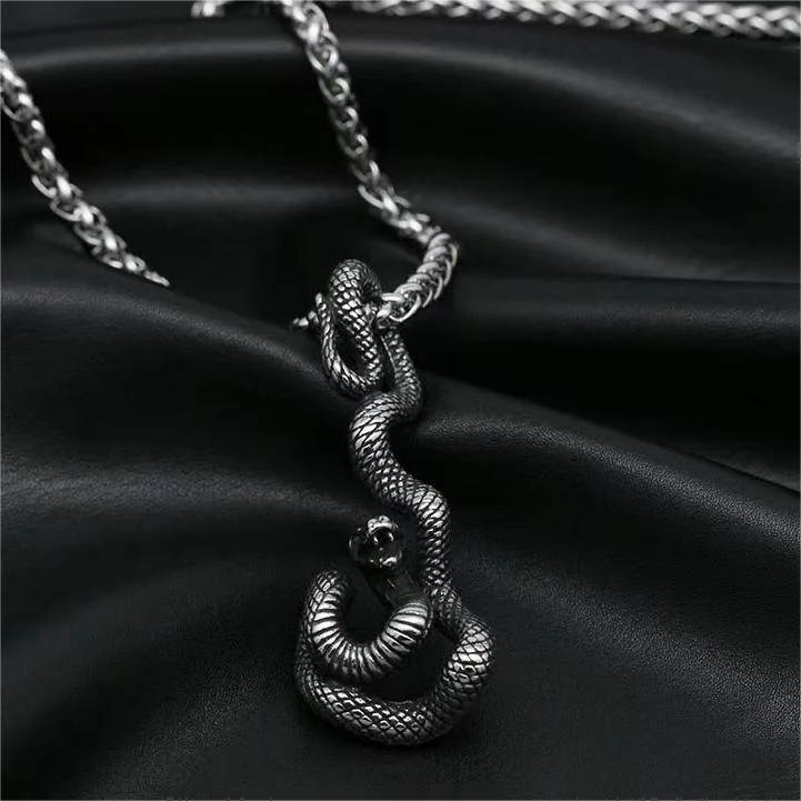 Sterling Silver Python Pendant Necklace