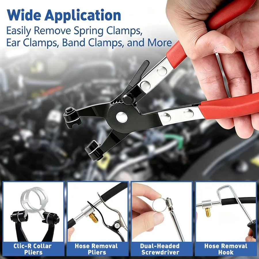 9PCS Hose Clamp Pliers, Automotive Pliers Kit,Long Reach Hose Clamp Tool Remover for Water Hose and Automotive Coolant Radiator Heater with Flexible Wire Long Reach Hose Clamp and Flat Band Pliers #summerfinds