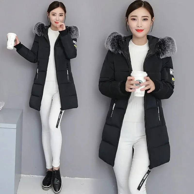 New Parka Women 2021 Winter Jacket Women Coat Hooded Outwear Female Parka Thick Waem Cotton Padded Fur collar Winter Basic Coats