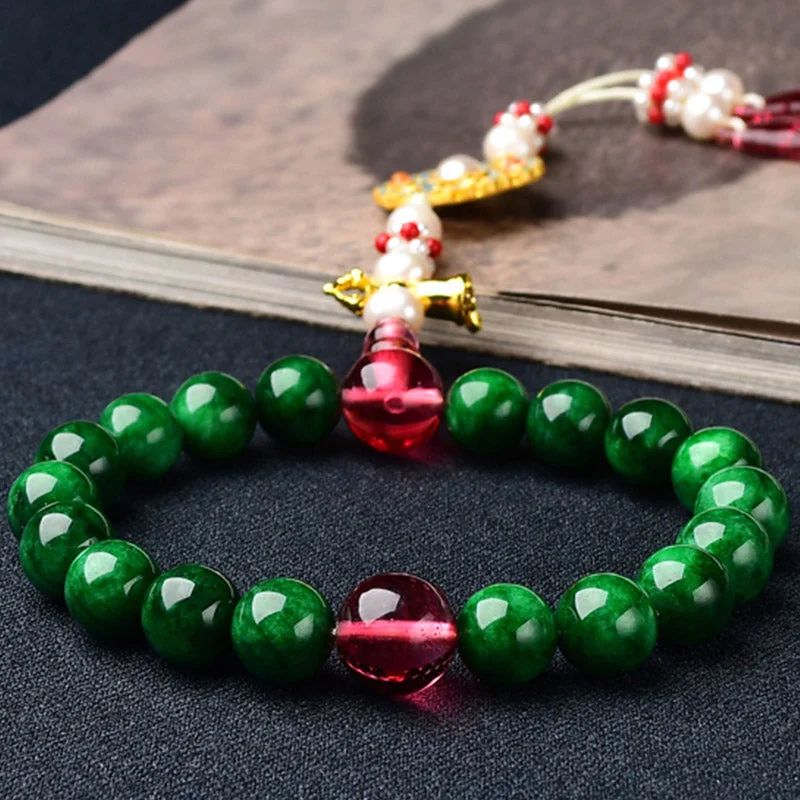 Green Agate Wrist Mala Support Pocket Mala Car Decoration
