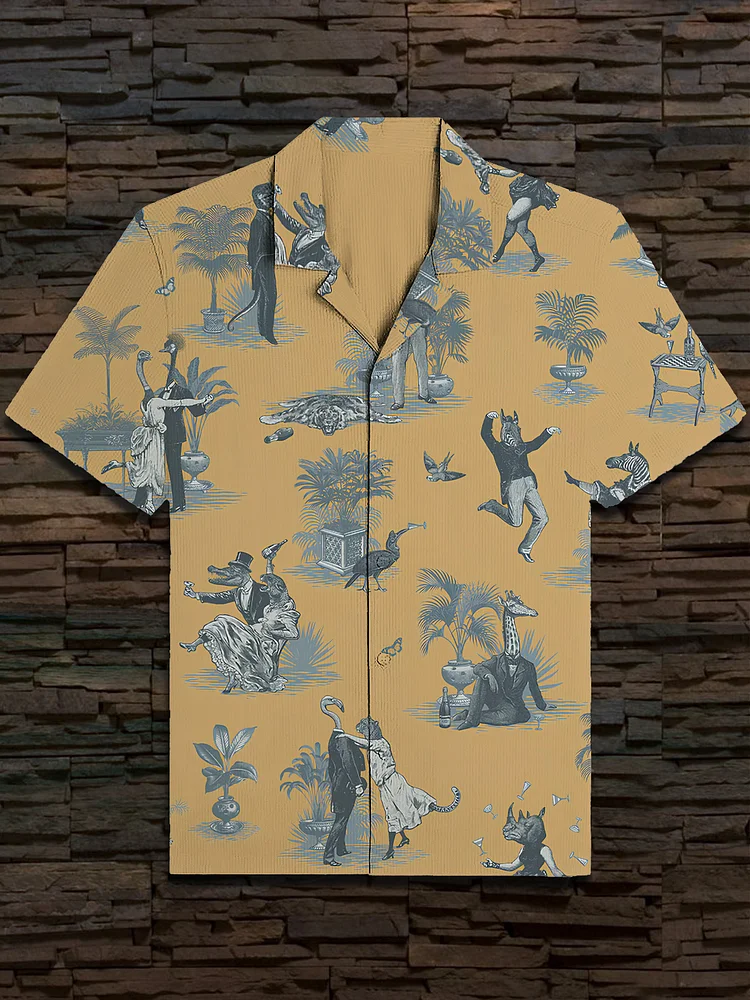 Men's Weird Animal Illustrations Print Shirt