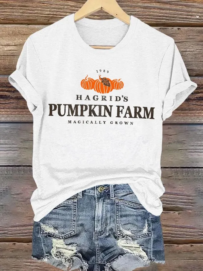 Women's Hagrid'S Pumpkin Patch Printed Casual T-Shirt 