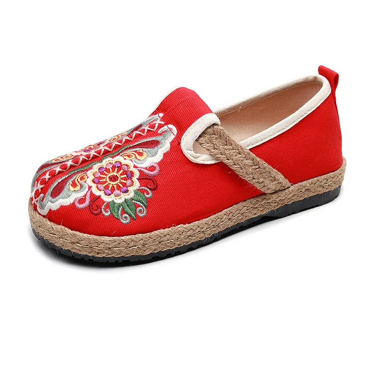 Flat Bottom Low-Top Breathable Embroidered Ethnic Casual Shoes