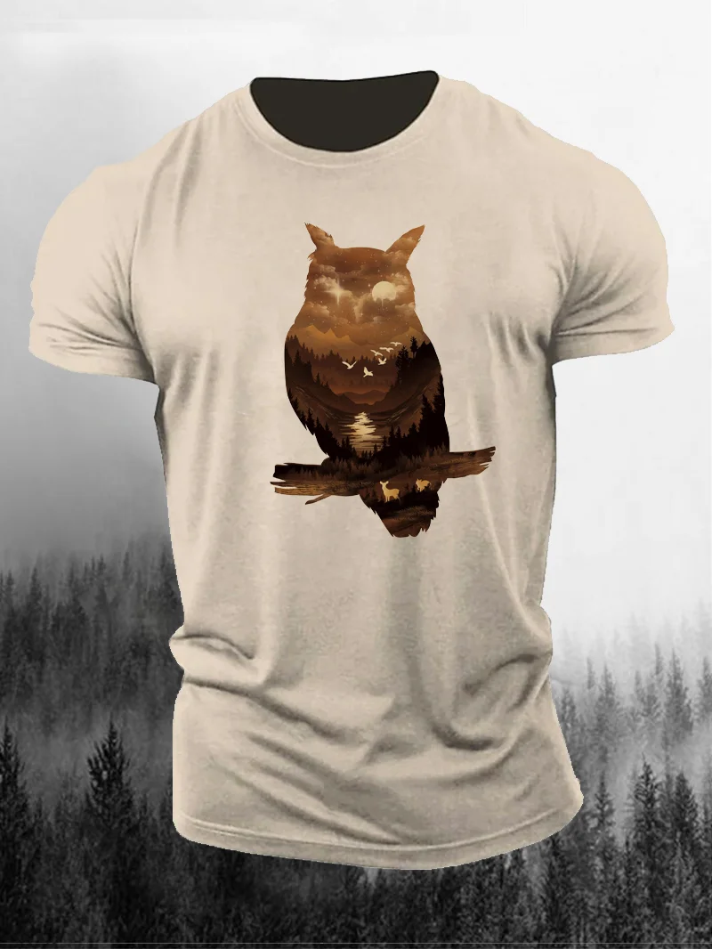 Men's Vintage Owl Printed T-Shirt in  mildstyles