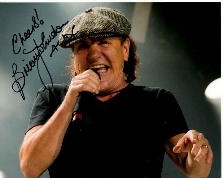 BRIAN JOHNSON Signed Autographed AC/DC Photo Poster painting