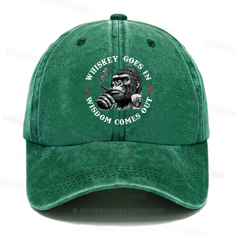 Personalized “Whiskey Goes In Wisdom Comes Out ”Custom Washed Baseball Caps