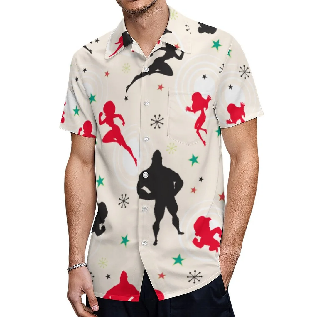 Short Sleeve Cute Dis The Incredibles Christmas Hawaiian Shirt Mens Button Down Plus Size Tropical Hawaii Beach Shirts