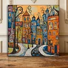 Framed Colorful Town-Paint by Numbers Acrylic Painting 35*35CM