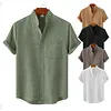 Men's Linen Shirt Henley Shirt Front Pocket Casual Shirt Black Short Sleeve Plain Hawaiian Holiday Clothing by Inlyline
