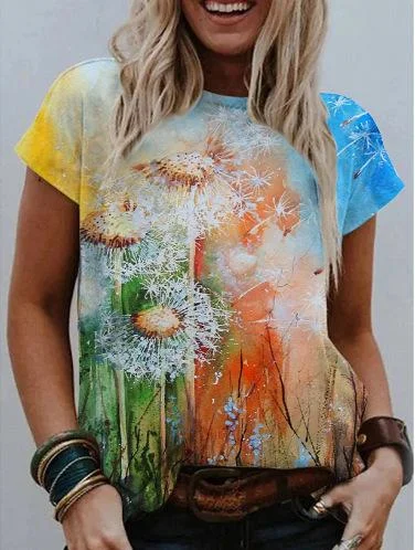 Women Long Sleeve V-neck Graphic Floral Printed Top