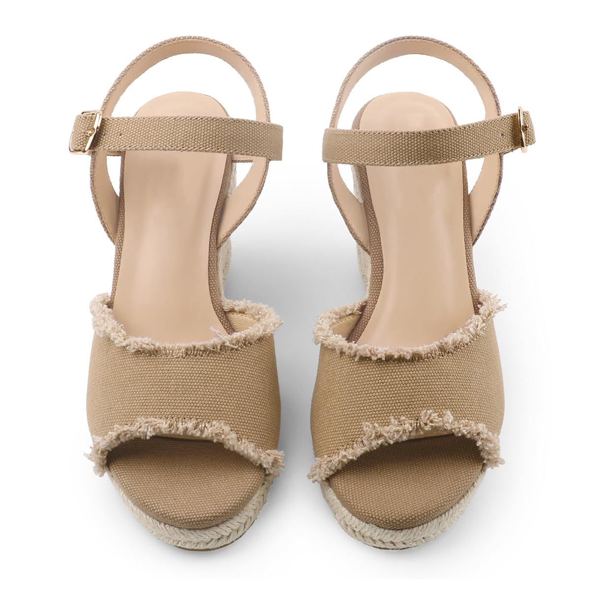 115mm/4.5" Women's Fashion Platform Espadrille Wedge Heels Ankle Strap Sandals-vocosishoes