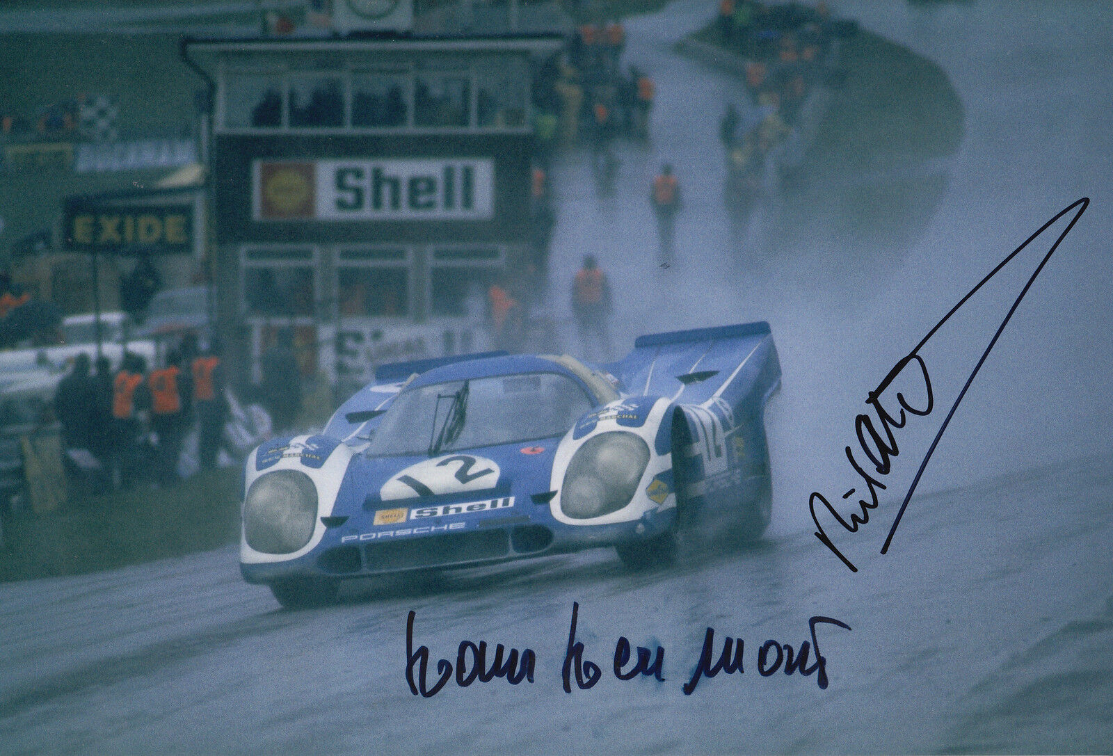 Hans Herrmann and Richard Attwood Hand Signed 12x8 Photo Poster painting Porsche 917K 1.