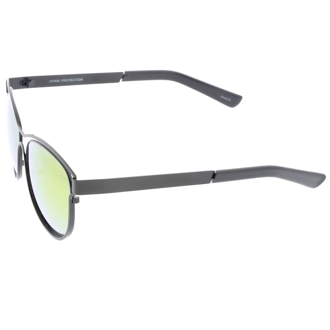 Modern Open Metal Colored Mirror Lens Horn Rimmed glasses 56mm
