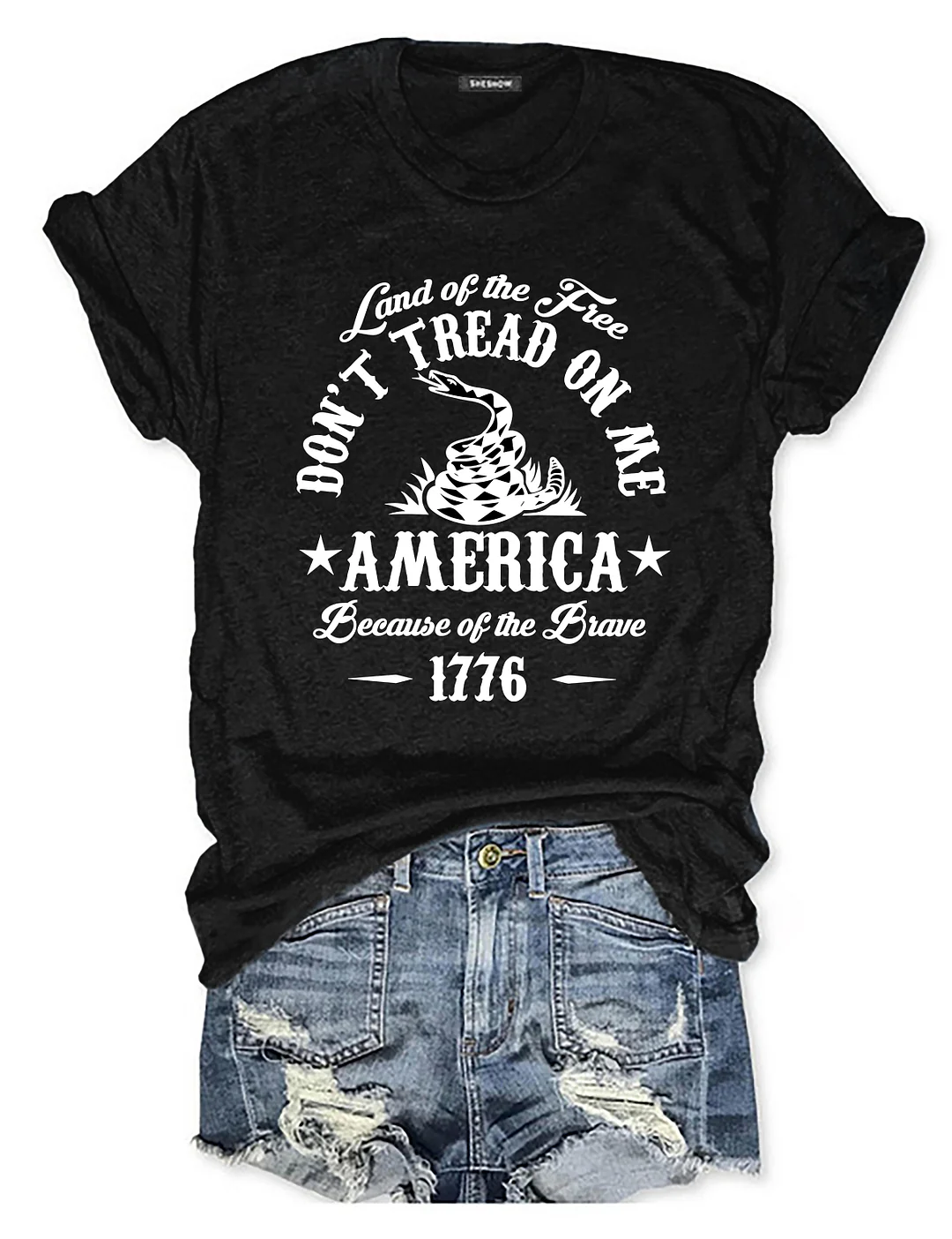 Land Of The Free Don't Tread On Me America Because Of the Brave 1776 T-shirt