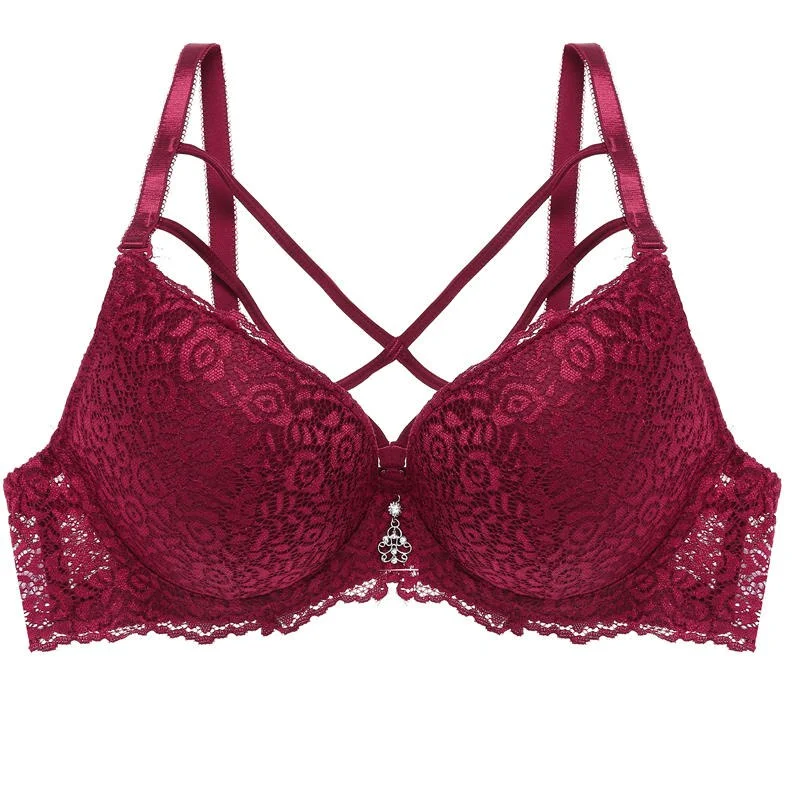 Sexy Lace Bra Women Brassiere Front Strap Bralette Female Underwear Women's Push Up Bras Solid Color Intimate Lingerie B/C Cup