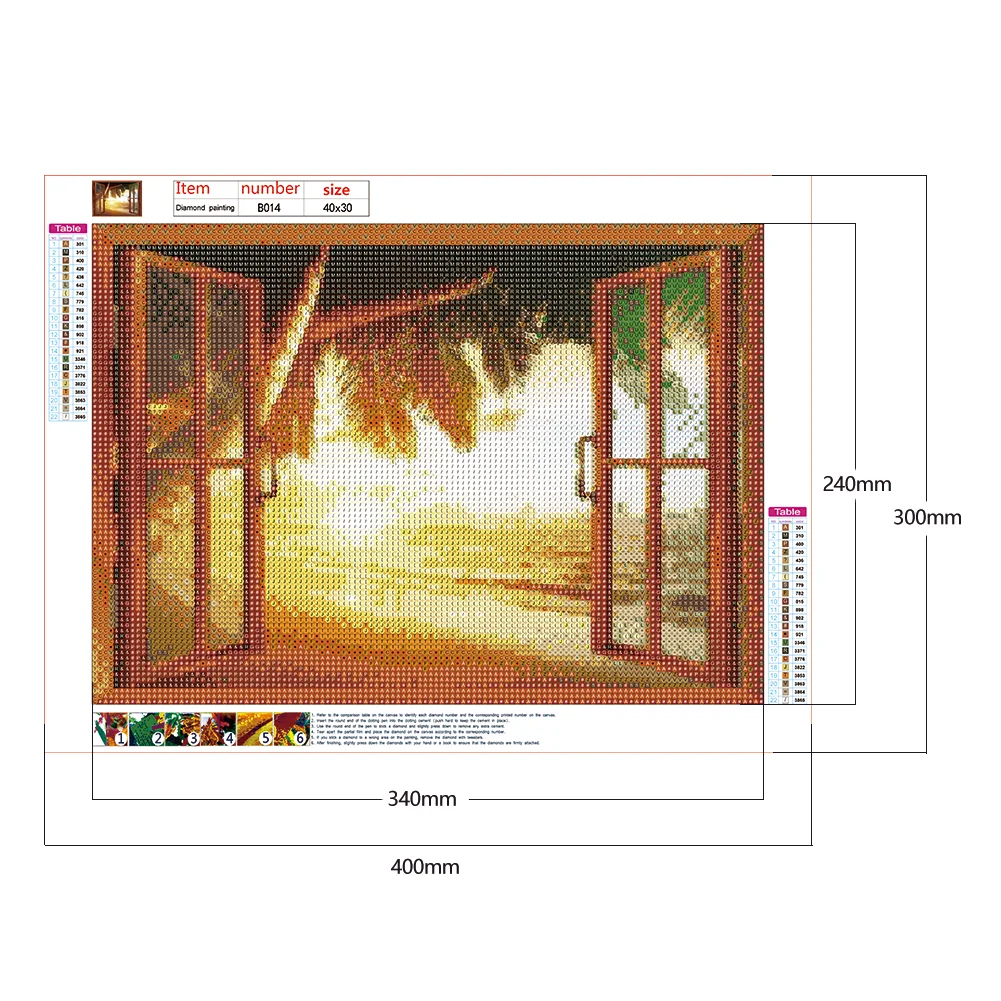 Full Round Drill Diamond Window View​ Sunrise Picture of Rhinestone (B014)