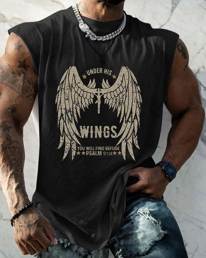 Men's Casual Wings Print Tank Top at Hiphopee