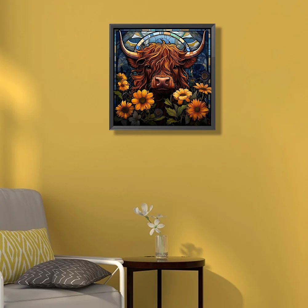 （ab Square Drills)flowers Cows-full Diamond Painting 30*30cm