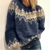 Gioiacombo&trade; Nuovo maglione jacquard lavorato a maglia in mohair sciolto casual da donna
