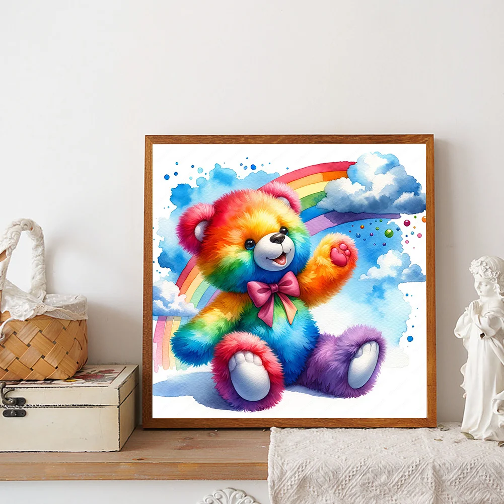 Diamond Painting - Full Round Drill - Rainbow Bear(Canvas|30*30cm)