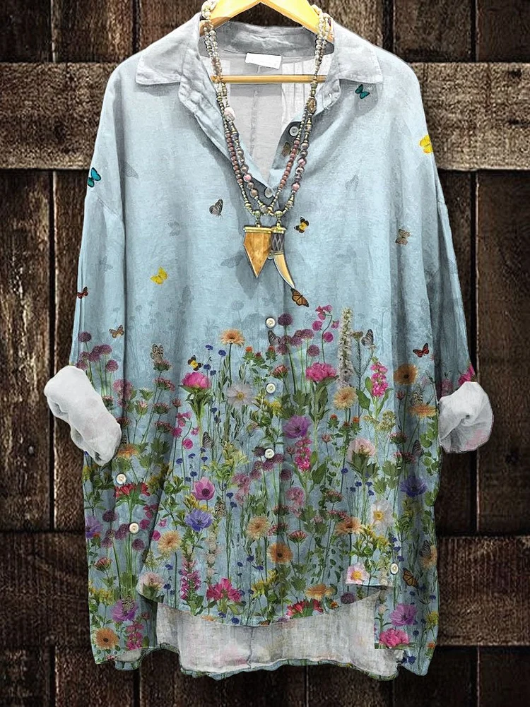 Women's Flower Art Print Casual shirt