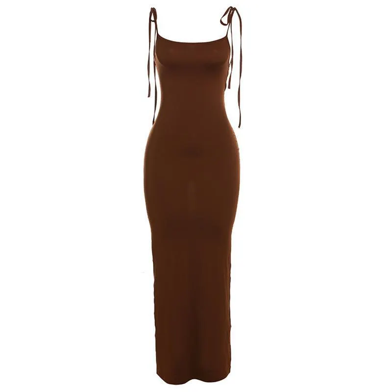 Uveng Uveng Women's Sexy Back Strap Temperament Slim Buttock Evening Dress