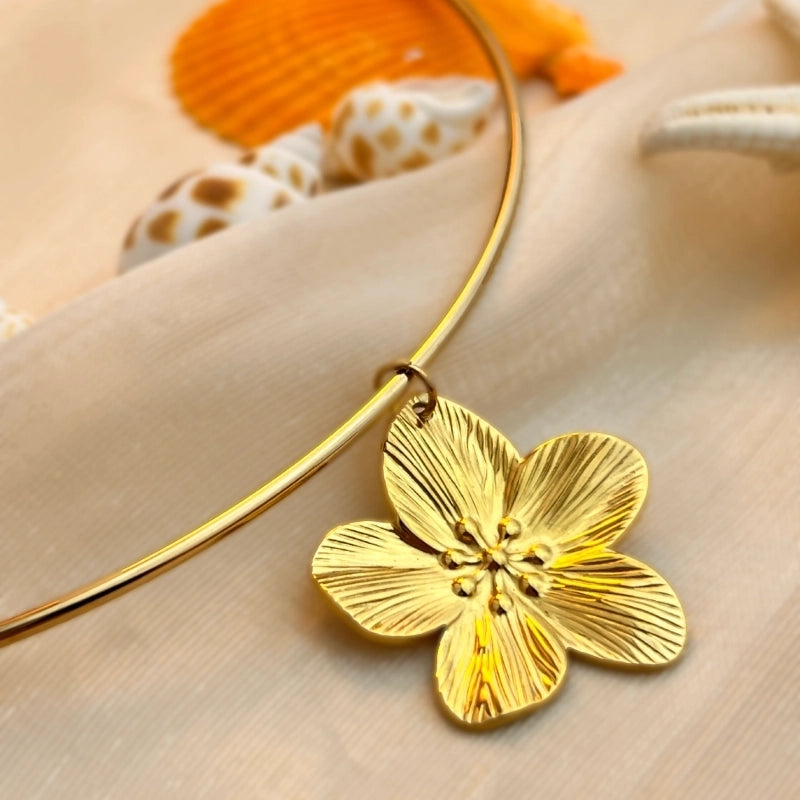 Elegant Marine Style Flower 304 Stainless Steel 18K Gold Plated Plating Stainless Steel Necklaces