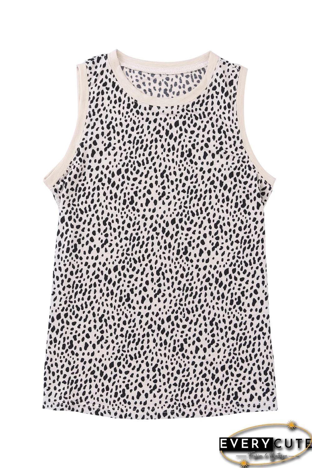 Leopard Print Round Neck Tank Top