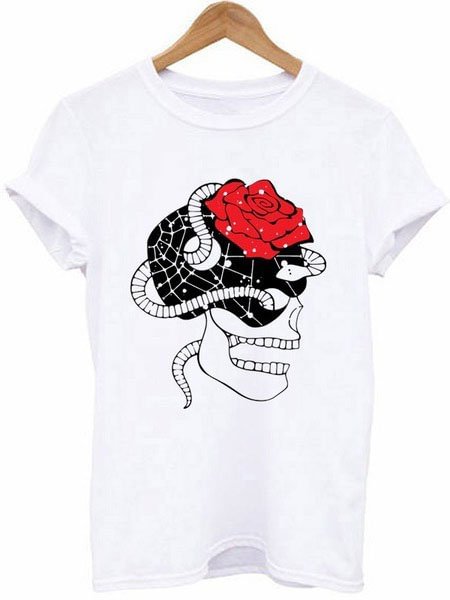 Casual Graffiti Printed Cotton-Blend Shirts & Tops