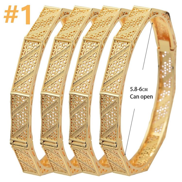 24k 4pcs/Lot Gold Plated Bracelets Bangles Holiday Gifts