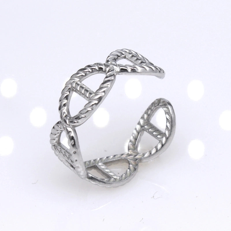 Retro Round Titanium Steel Plating Open Ring 1 Piece