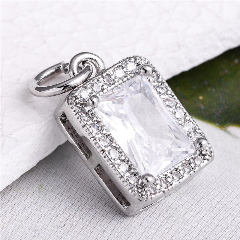 1 Piece Copper Zircon Four Leaf Clover Round Heart Shape Pendant Jewelry Accessories