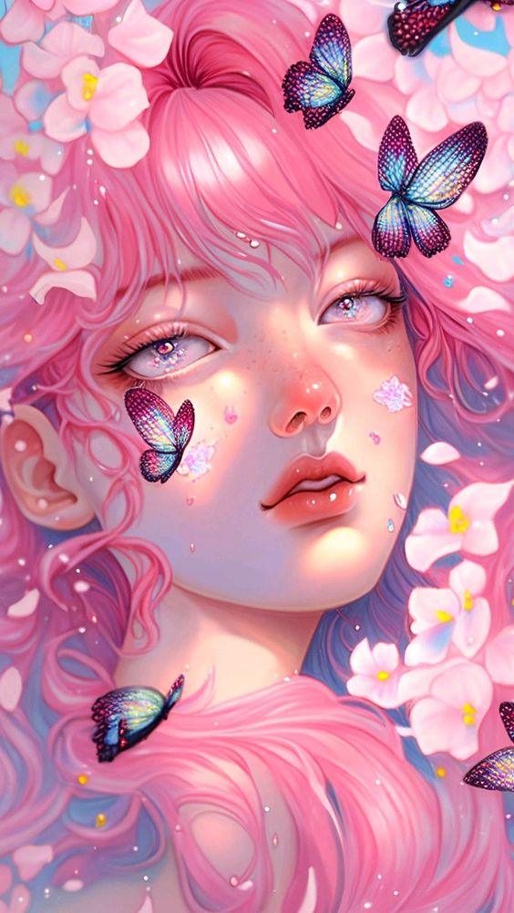  Butterfly Girl 40*70CM (Canvas)AB Round Drill Diamond Painting gbfke