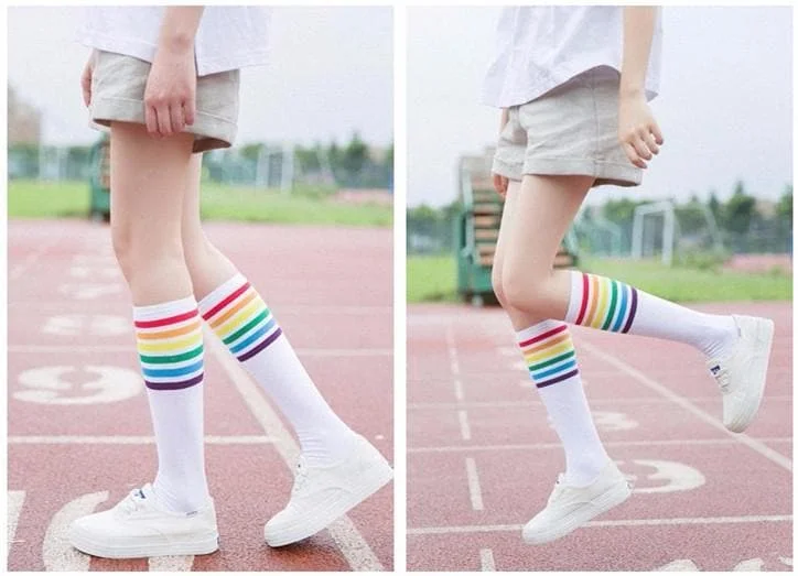 Black/White Kawaii Rainbow Preppy Style Socks SP1812639